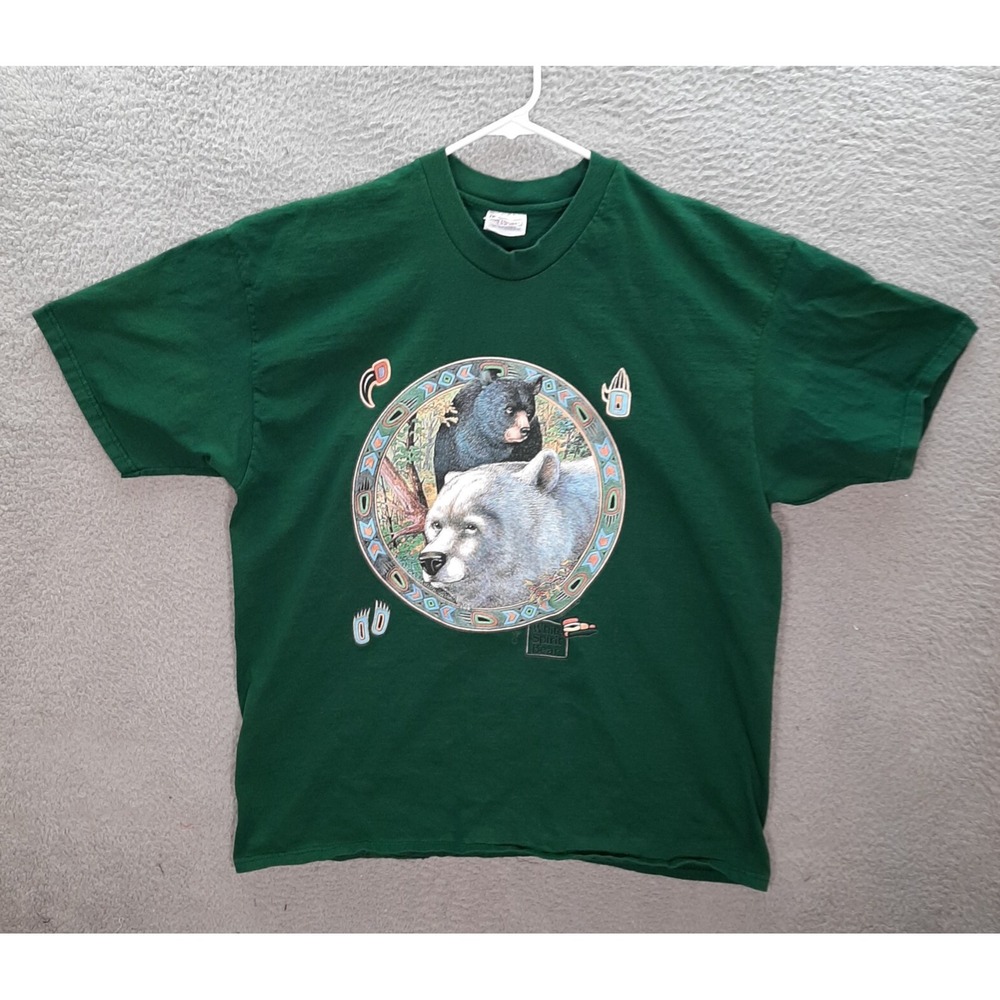 Vintage Hanes Shirt Adult Extra Large Green Aztec Nature Grunge Skater 1990s Y2K